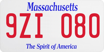 MA license plate 9ZI080