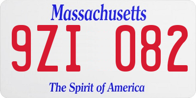 MA license plate 9ZI082