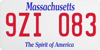 MA license plate 9ZI083