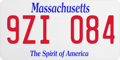 MA license plate 9ZI084