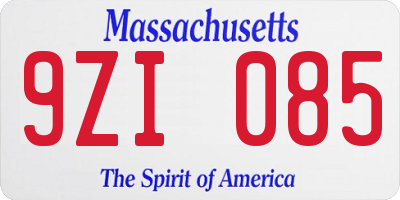 MA license plate 9ZI085