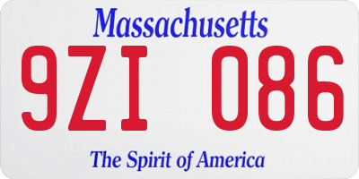 MA license plate 9ZI086