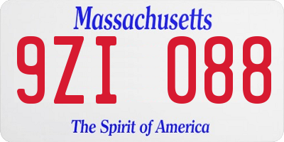 MA license plate 9ZI088