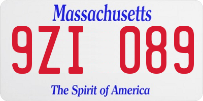 MA license plate 9ZI089