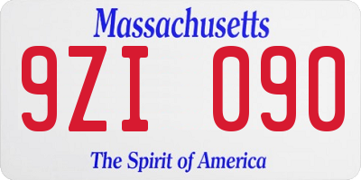 MA license plate 9ZI090