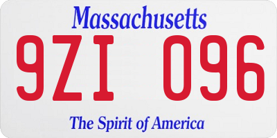MA license plate 9ZI096