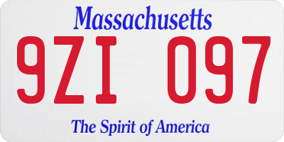 MA license plate 9ZI097