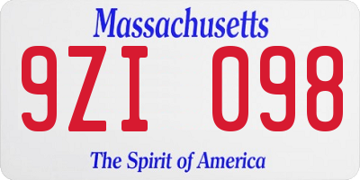 MA license plate 9ZI098