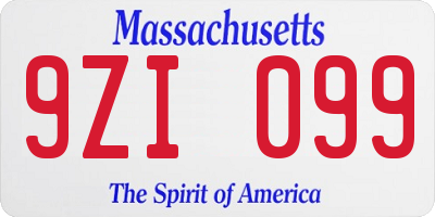 MA license plate 9ZI099