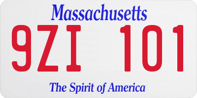 MA license plate 9ZI101