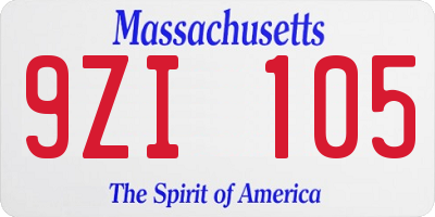 MA license plate 9ZI105