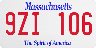 MA license plate 9ZI106