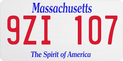MA license plate 9ZI107