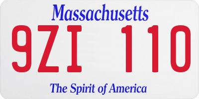 MA license plate 9ZI110