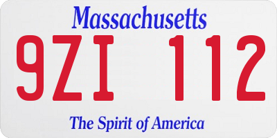 MA license plate 9ZI112