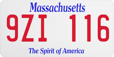 MA license plate 9ZI116