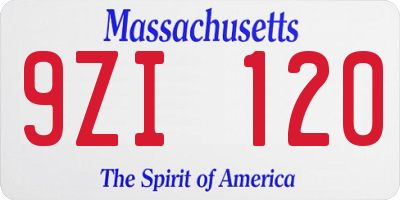 MA license plate 9ZI120