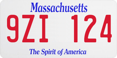 MA license plate 9ZI124