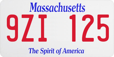 MA license plate 9ZI125