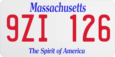 MA license plate 9ZI126