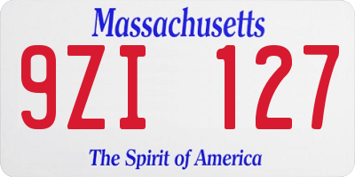 MA license plate 9ZI127