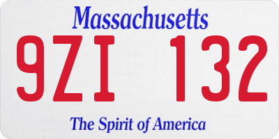 MA license plate 9ZI132