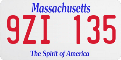 MA license plate 9ZI135