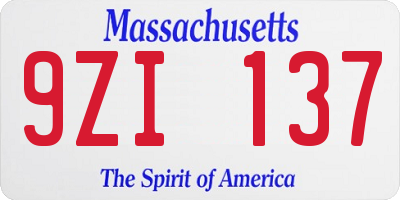 MA license plate 9ZI137