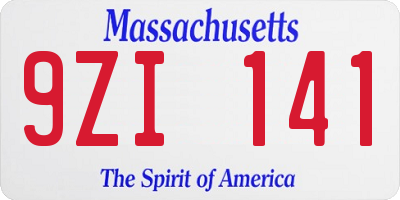 MA license plate 9ZI141