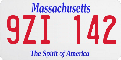 MA license plate 9ZI142