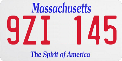 MA license plate 9ZI145