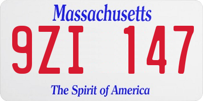 MA license plate 9ZI147