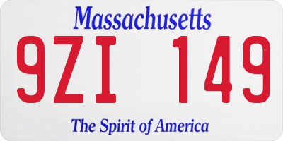 MA license plate 9ZI149