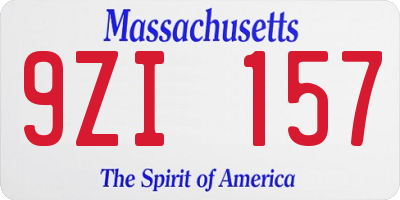 MA license plate 9ZI157