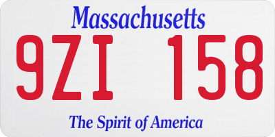 MA license plate 9ZI158