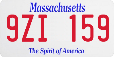 MA license plate 9ZI159