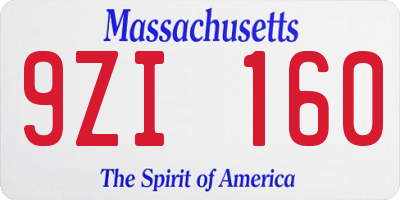 MA license plate 9ZI160