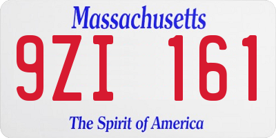 MA license plate 9ZI161