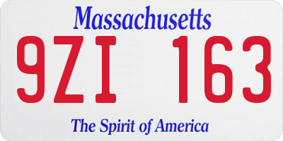 MA license plate 9ZI163