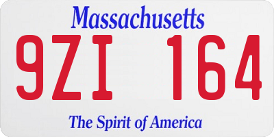 MA license plate 9ZI164