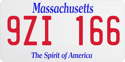 MA license plate 9ZI166