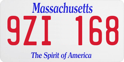 MA license plate 9ZI168