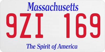 MA license plate 9ZI169