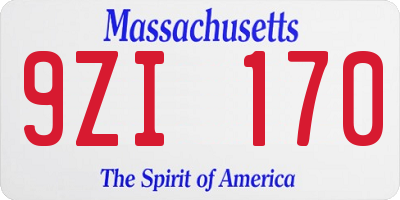 MA license plate 9ZI170