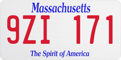 MA license plate 9ZI171