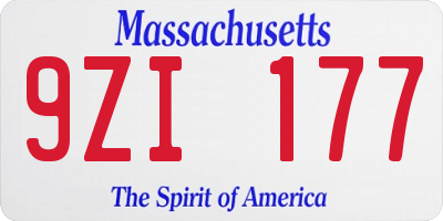 MA license plate 9ZI177