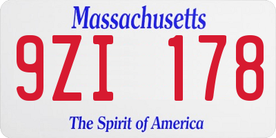 MA license plate 9ZI178