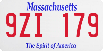 MA license plate 9ZI179