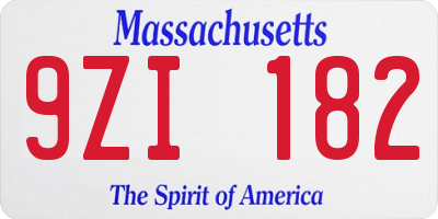 MA license plate 9ZI182