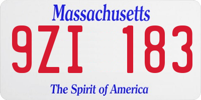 MA license plate 9ZI183